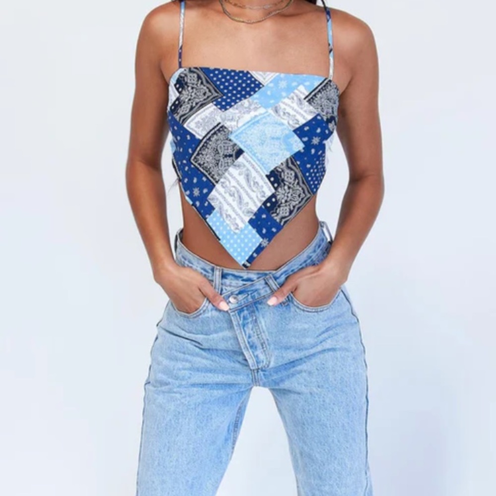 Princess Polly Blue Scarf Top